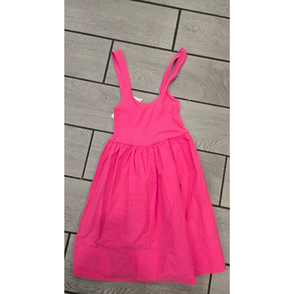Zara Pink Ribbed Knit Poplin Mini Dress Sleeveless Square Neck 0085/338/626 S
